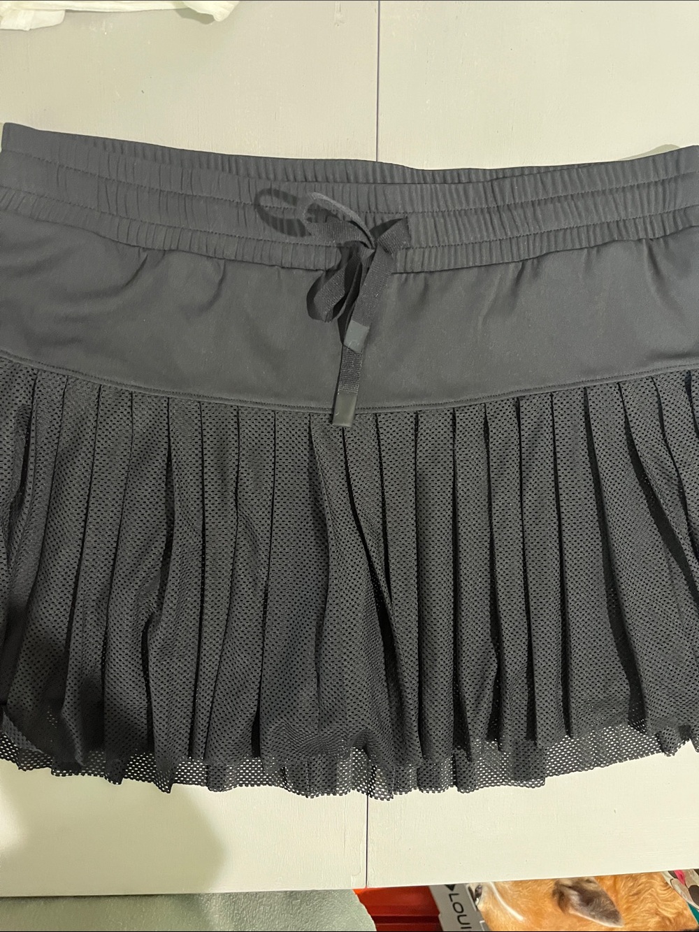 JoyLab Black Pleated Mesh Drawstring Mini Skirt